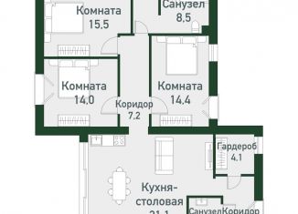 Трехкомнатная квартира на продажу, 103.2 м2, Челябинская область