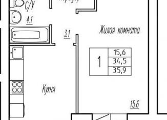 Продаю однокомнатную квартиру, 34.5 м2, поселок городского типа Стройкерамика