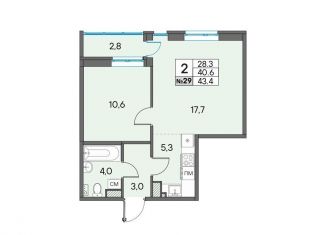 Продам двухкомнатную квартиру, 43.4 м2, Карелия