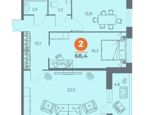 Продается 2-комнатная квартира, 68.4 м2, Ростов-на-Дону, проспект 40-летия Победы, 63/17с3, ЖК Сокол Град