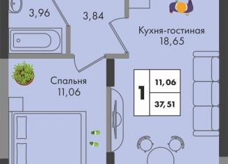 Продается 1-комнатная квартира, 37.5 м2, Краснодарский край, улица имени Генерала Брусилова, 5лит1.2