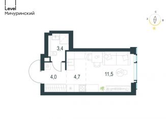 Продам квартиру студию, 23.6 м2, Москва, ЗАО, жилой комплекс Левел Мичуринский, к3