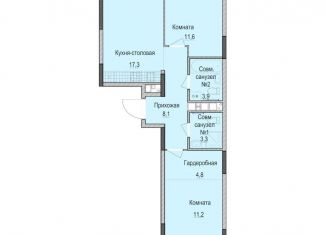 Продаю двухкомнатную квартиру, 60.2 м2, Казань