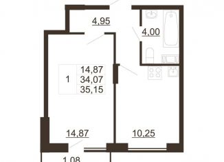 Продается 1-комнатная квартира, 35.2 м2, Ленинградская область