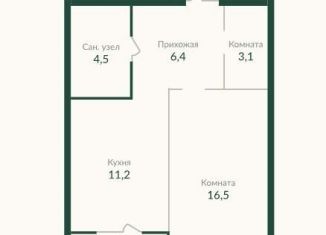 1-комнатная квартира на продажу, 46.7 м2, Омск, улица Красный Путь, 155к4, ЖК Экопарк