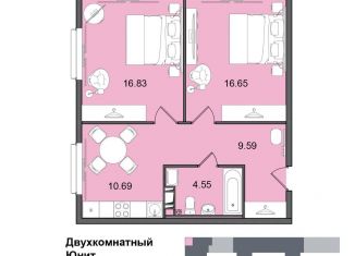 Продается 2-комнатная квартира, 58.3 м2, Санкт-Петербург, Витебский проспект, 99к1, муниципальный округ Гагаринское