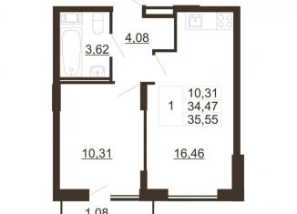 Продается 1-комнатная квартира, 35.6 м2, городской посёлок имени Свердлова