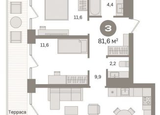 Продаю 3-комнатную квартиру, 81.6 м2, Тюмень, ЖК Речной Порт, Причальная улица, 11