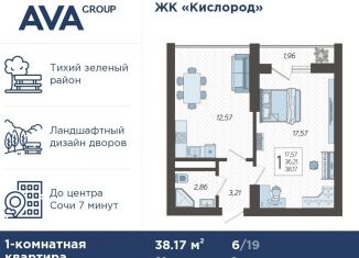 Продажа однокомнатной квартиры, 38.2 м2, Сочи, ЖК Кислород