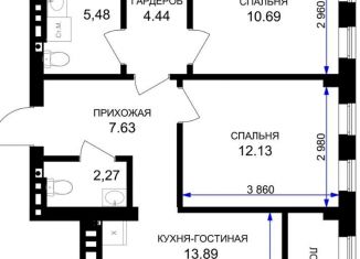 Продается 2-комнатная квартира, 60 м2, Гурьевск