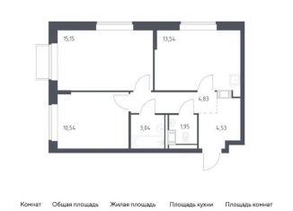 Продаю 2-комнатную квартиру, 53.6 м2, Московская область, жилой комплекс Томилино Парк, к6.1