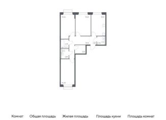 Продаю трехкомнатную квартиру, 78.6 м2, поселение Кокошкино, жилой комплекс Новое Внуково, к28