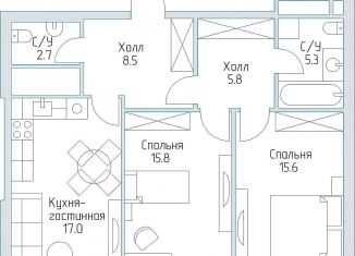 Продается 3-комнатная квартира, 70.7 м2, Москва, метро Хорошёвская, Шелепихинская набережная, 34к7