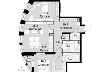 Продается трехкомнатная квартира, 85.5 м2, Москва