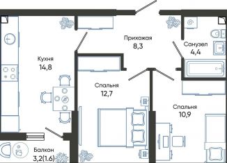Продажа 2-комнатной квартиры, 52.7 м2, Новороссийск