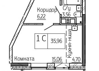 Однокомнатная квартира на продажу, 36 м2, Новосибирск, метро Октябрьская, Ипподромская улица, 1С