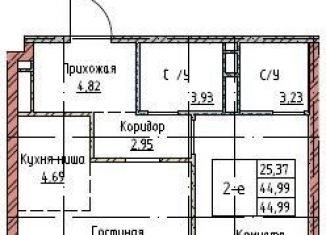 Продается двухкомнатная квартира, 45 м2, Красноярск