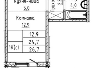 Квартира на продажу студия, 28.7 м2, Барнаул, Индустриальный район