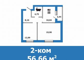 Продажа 2-ком. квартиры, 56.7 м2, Волгоградская область, переулок Попова