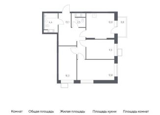 Продажа 3-комнатной квартиры, 64.9 м2, Москва, квартал № 23, 4-5