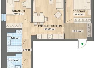 Продам трехкомнатную квартиру, 76.1 м2, Екатеринбург, ЖК Нова парк