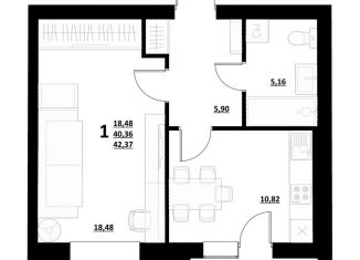 Продаю 1-комнатную квартиру, 42.4 м2, Белгородская область, микрорайон Центральный-2, 6