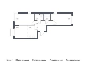 2-комнатная квартира на продажу, 59.6 м2, поселение Филимонковское, жилой комплекс Квартал Марьино, к2