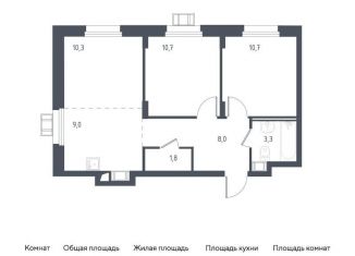 2-комнатная квартира на продажу, 53.8 м2, Московская область, жилой комплекс Люберцы 2020, к67