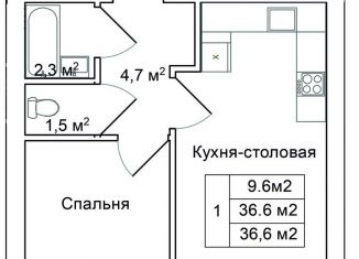Продается однокомнатная квартира, 36.6 м2, Псковская область, переулок Белинского, 1