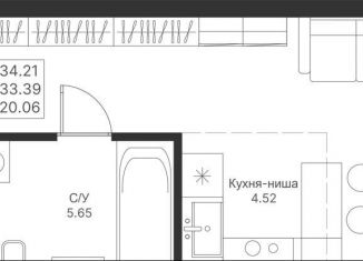 Продам квартиру студию, 34.2 м2, Казань, Советский район