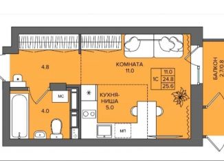 Продается квартира студия, 25.6 м2, Пермь, Молодогвардейская улица, 37, Индустриальный район