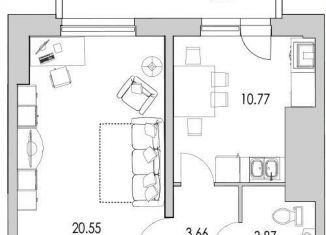 Продается 1-комнатная квартира, 44.5 м2, Санкт-Петербург, Выборгский район, улица Кустодиева, 7к1