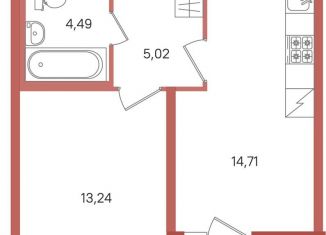 Продаю 1-ком. квартиру, 39.1 м2, Ленинградская область