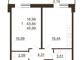 Продам 1-комнатную квартиру, 46 м2, Гатчина, улица Хохлова, 16