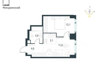 Продается двухкомнатная квартира, 37.5 м2, Москва, метро Раменки, жилой комплекс Левел Мичуринский, к1