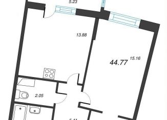 Продается однокомнатная квартира, 48.4 м2, Ленинградская область