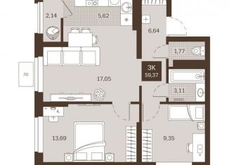 Продажа 3-ком. квартиры, 59.4 м2, Пенза, Железнодорожный район