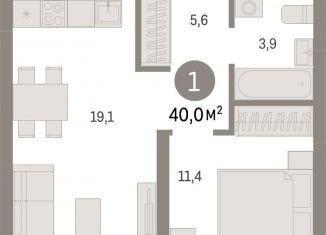 1-комнатная квартира на продажу, 40 м2, Екатеринбург, метро Проспект Космонавтов, Механический переулок, 9