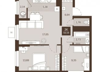 Продается 3-ком. квартира, 58.6 м2, Пензенская область