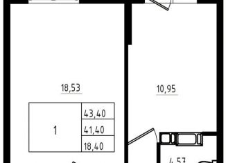 Продажа 1-ком. квартиры, 41.7 м2, Ленинградская область, улица Шоссе в Лаврики, 78к1