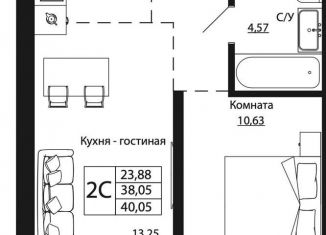 Продам 2-комнатную квартиру, 39.5 м2, Ростов-на-Дону, улица Текучёва, 370/2