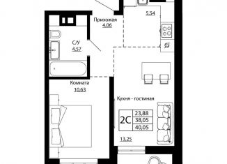 Продается 2-ком. квартира, 39.5 м2, Ростов-на-Дону, улица Текучёва, 370/3