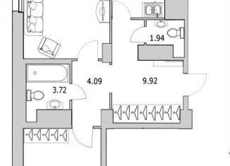 Продажа 2-комнатной квартиры, 76.3 м2, Санкт-Петербург, улица Кустодиева, 7к1, Выборгский район