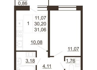 Продажа 1-ком. квартиры, 31.1 м2, Ленинградская область, улица Хохлова, 16