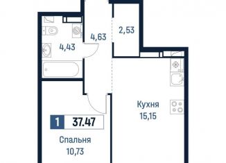 1-комнатная квартира на продажу, 37.5 м2, Мурино