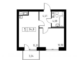 Продажа однокомнатной квартиры, 34.8 м2, Ленинградская область, Вересковая улица, 2к1