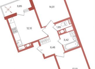 Продается 2-комнатная квартира, 51.9 м2, Ленинградская область