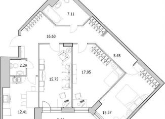 Продается 3-комнатная квартира, 102.4 м2, Санкт-Петербург, улица Кустодиева, 7к1, Выборгский район