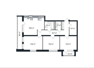 Продается 3-ком. квартира, 89 м2, посёлок Доброград, улица Долголетия, 2к1