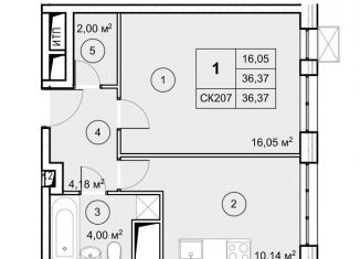 Продается 1-комнатная квартира, 36.4 м2, рабочий посёлок Некрасовский